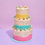 3 Tier Cake - Design Your Own with colorful frosting layers and rainbow sprinkles, freshly baked by Crumbs & Doilies